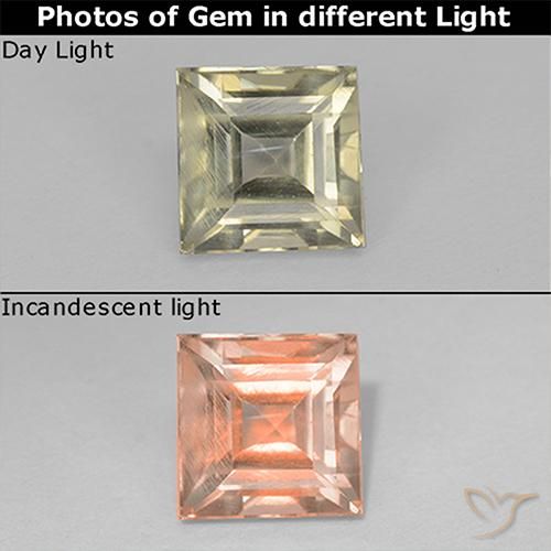 0.94ct Naturale Giallo molto pallido Diaspro cangiante, Quadrato, VS