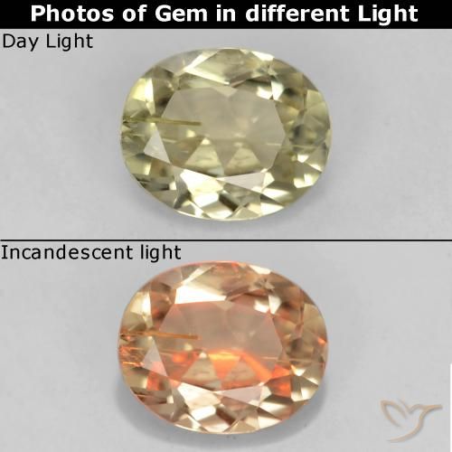 0.67ct Naturale Giallo morbido Diaspro cangiante, Ovale, VS