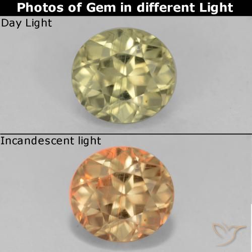 0.72ct Naturale Giallo Beige Diaspro cangiante, Ovale, VS