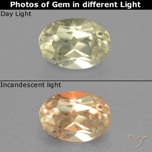 0.48ct Naturale Giallo chiaro Diaspro cangiante, Ovale, VS