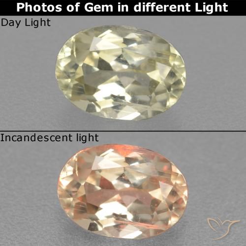 0.88ct Naturale Giallo chiaro Diaspro cangiante, Ovale, VS