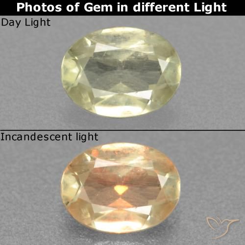 0.47ct Naturale Giallo pallido Diaspro cangiante, Ovale, VS