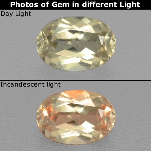 Diasporo cangiante naturale giallo da 0,54 ct, taglio ovale, VS