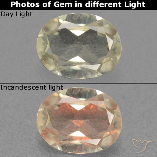 0.58ct Naturale Giallo chiaro Diaspro cangiante, Ovale, VS
