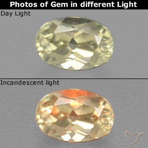 0.64ct Naturale Giallo chiaro Diaspro cangiante, Ovale, VS