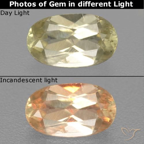0.70ct Naturale Giallo morbido Diaspro cangiante, Ovale, VS