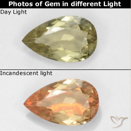 0.70ct Naturale Giallo pallido Diaspro cangiante, Forma a pera, VS
