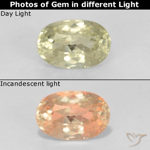 0.78ct Naturale Giallo chiaro Diaspro cangiante, Ovale, VS