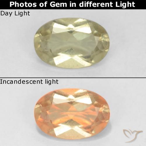 0.57ct Naturale Giallo chiaro Diaspro cangiante, Ovale, VS