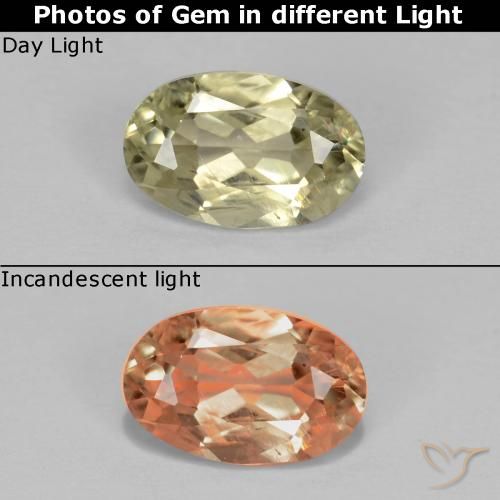 0.57ct Naturale Giallo Beige Diaspro cangiante, Ovale, VS