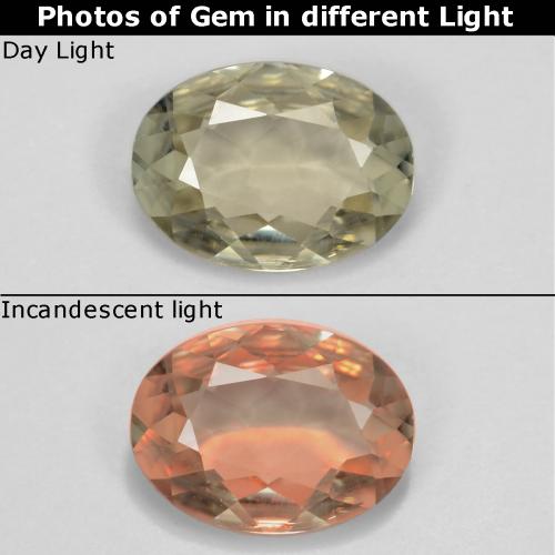 Diasporo cangiante naturale giallo da 0,64 ct, taglio ovale, VVS-VS