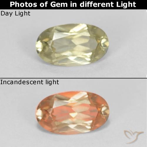 0.53ct Naturale Giallo chiaro Diaspro cangiante, Ovale, VVS-VS