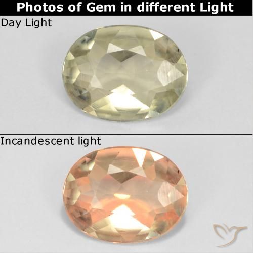 0.61ct Naturale Giallo chiaro Diaspro cangiante, Ovale, VVS-VS