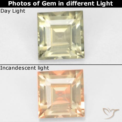 0.83ct Naturale Giallo chiaro Diaspro cangiante, Quadrato, VVS-VS