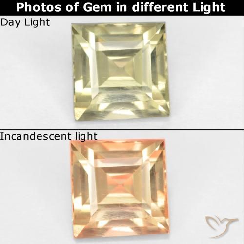 0.90ct Naturale Giallo Beige Diaspro cangiante, Quadrato, VVS-VS
