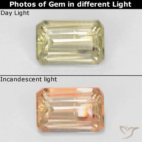 0.78ct Naturale Giallo molto pallido Diaspro cangiante, Taglio smeraldo, VS