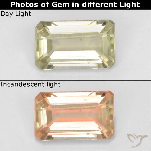 0.83ct Naturale Giallo molto pallido Diaspro cangiante, Taglio smeraldo, VS