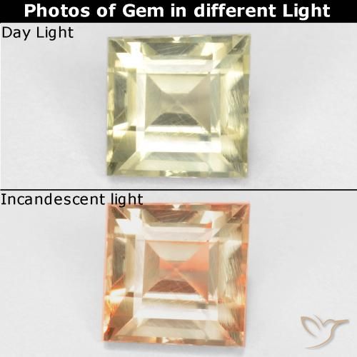 0.89ct Naturale Giallo Beige Diaspro cangiante, Quadrato, VS