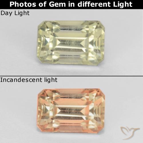 0.93ct Naturale Giallo molto chiaro Diaspro cangiante, Taglio smeraldo, VVS-VS