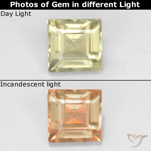 0.63ct Naturale Giallo molto chiaro Diaspro cangiante, Quadrato, VS