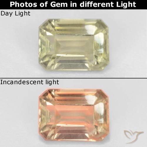 0.97ct Naturale Giallo pallido Diaspro cangiante, Taglio smeraldo, VS
