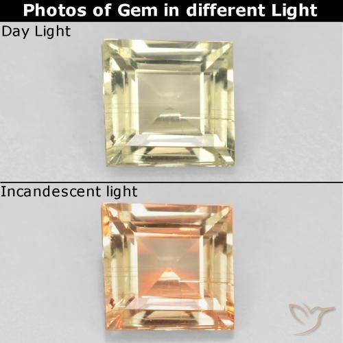 0.62ct Naturale Giallo molto chiaro Diaspro cangiante, Quadrato, VS