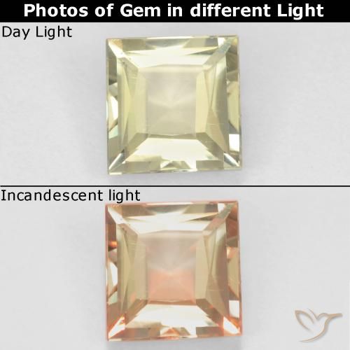 0.66ct Naturale Giallo molto chiaro Diaspro cangiante, Quadrato, VS