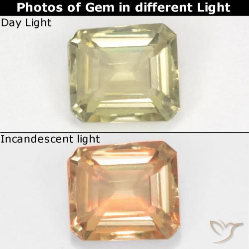 0.83ct Naturale Giallo molto chiaro Diaspro cangiante, Taglio smeraldo, VS