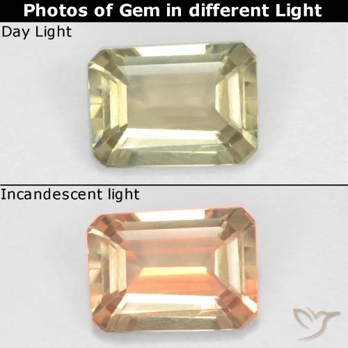 0.71ct Naturale Giallo molto chiaro Diaspro cangiante, Taglio smeraldo, VS