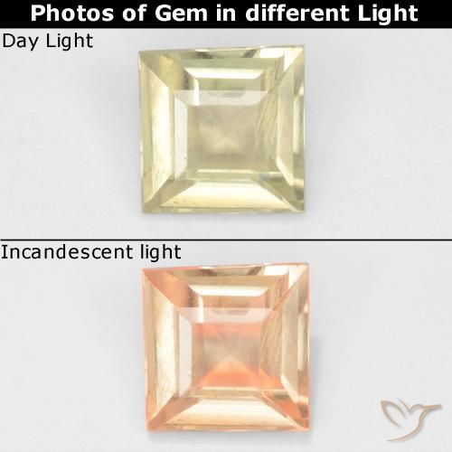 0.59ct Naturale Giallo pallido Diaspro cangiante, Quadrato, VS