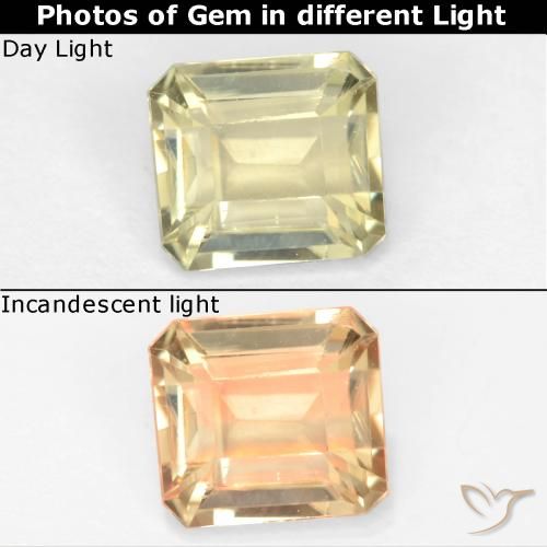 0.80ct Naturale Giallo molto chiaro Diaspro cangiante, Taglio smeraldo, VS