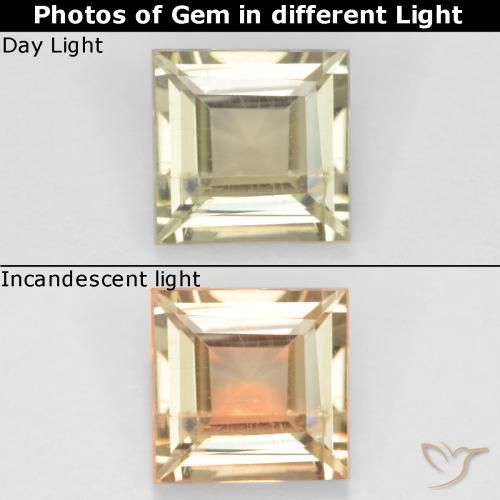 0.70ct Naturale Giallo molto chiaro Diaspro cangiante, Quadrato, VS