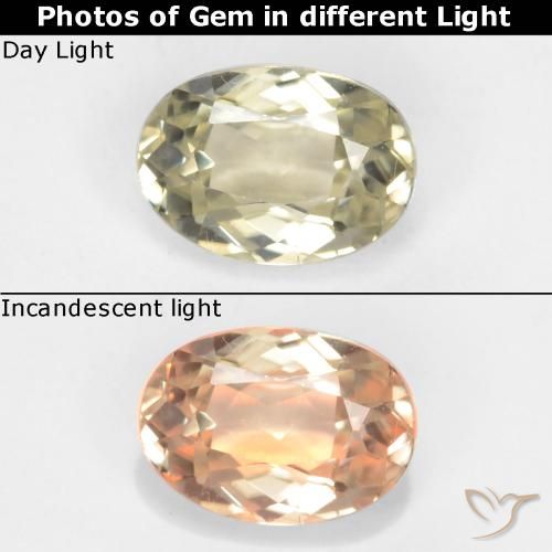 0.57ct Naturale Giallo chiaro Diaspro cangiante, Ovale, VVS-VS