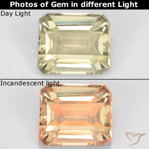1.18ct Naturale Giallo chiaro Diaspro cangiante, Taglio smeraldo, VS