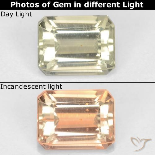 1.16ct Naturale Giallo chiaro Diaspro cangiante, Taglio smeraldo, VS