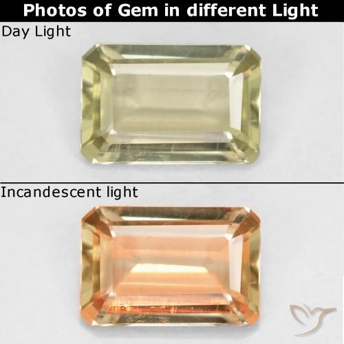 0.58ct Naturale Giallo medio Diaspro cangiante, Taglio smeraldo, VS