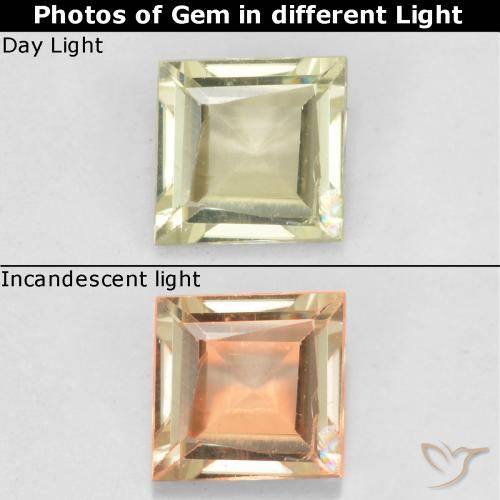 0.45ct Naturale Giallo chiaro Diaspro cangiante, Quadrato, VS