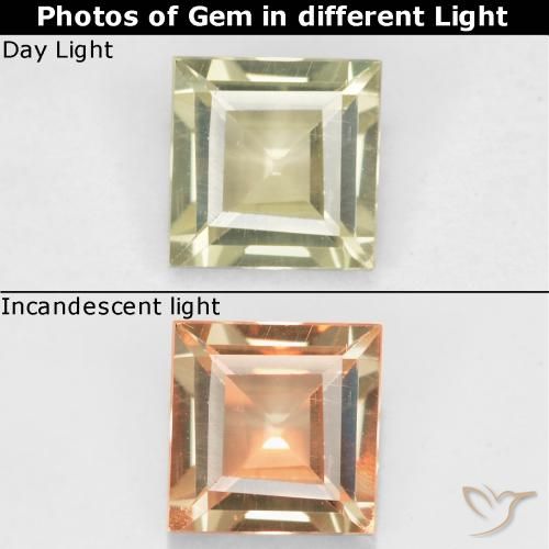 0.48ct Naturale Giallo molto pallido Diaspro cangiante, Quadrato, VS