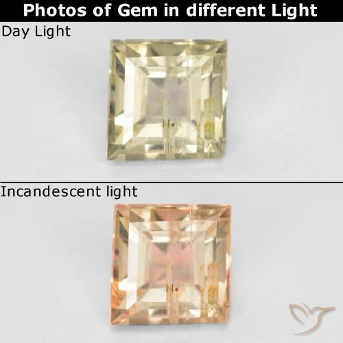 0.58ct Naturale Giallo pallido Diaspro cangiante, Taglio a baguette, SI