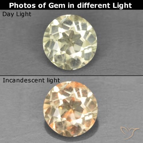 0.45ct Naturale Giallo molto chiaro Diaspro cangiante, Rotondo, VS