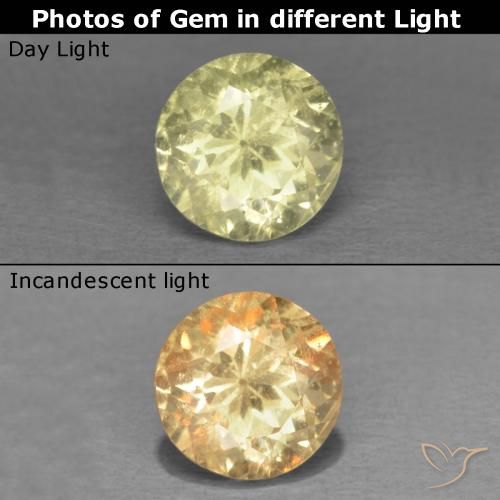 0.48ct Naturale Giallo chiaro Diaspro cangiante, Rotondo, VS