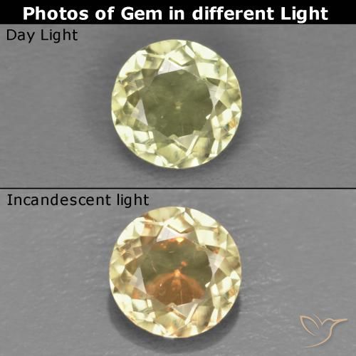 0.52ct Naturale Giallo chiaro Diaspro cangiante, Rotondo, VS