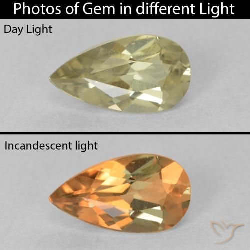 0.76ct Naturale Giallo medio Diaspro cangiante, Forma a pera, VVS
