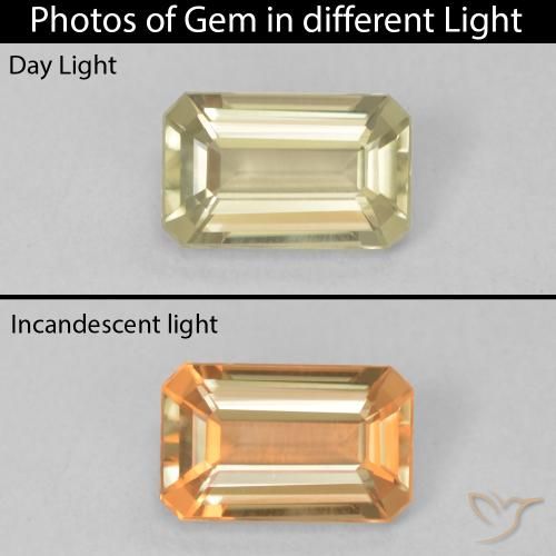 0.81ct Naturale Giallo morbido Diaspro cangiante, Taglio smeraldo, VVS