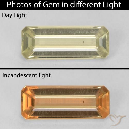 1.35ct Naturale Giallo chiaro Diaspro cangiante, Taglio smeraldo, VVS