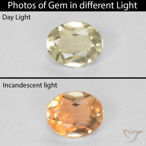 0.32ct Naturale Giallo chiaro Diaspro cangiante, Ovale, VVS