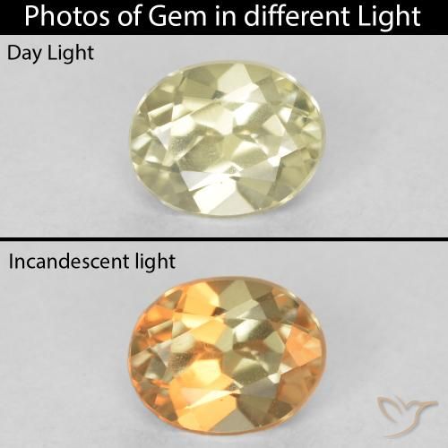 0.44ct Naturale Giallo chiaro Diaspro cangiante, Ovale, VVS