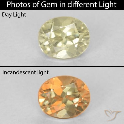 0.43ct Naturale Giallo chiaro Diaspro cangiante, Ovale, VS