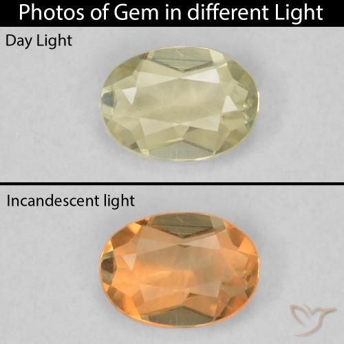 0.33ct Naturale Giallo chiaro Diaspro cangiante, Ovale, VVS