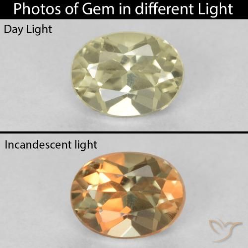 0.47ct Naturale Giallo chiaro Diaspro cangiante, Ovale, VVS